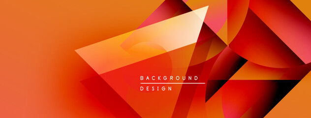 Obraz premium Abstract geometric design. Orange, red gradients create dynamic layers. Modern background suitable for presentations, branding.