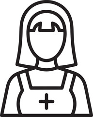 Minimalist Black and White Line Drawing of a Nurse medical healthcare