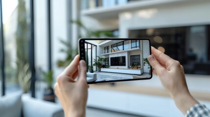 A real estate agent giving a virtual home tour via video call.