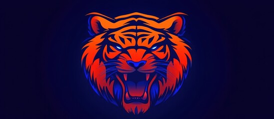 Vibrant digital artwork depicting a stylized and fierce tiger head on dark backdrop