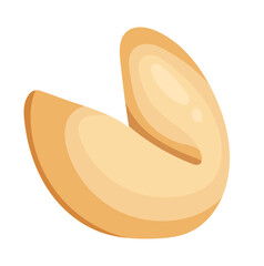 Single Fortune Cookie Illustration Isolated on White Background