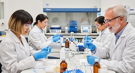 Scientists Working Carefully in a Modern Research Laboratory