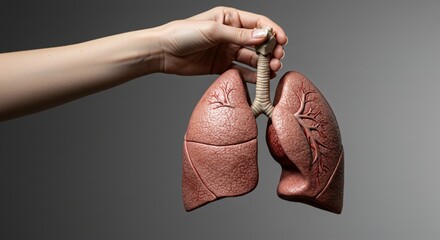 Hand shows and holds human Lungs.