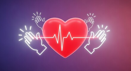 Heartbeat Celebration with Hands Clapping, Heart Health Concept