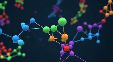 Colorful Molecular Structures Connecting Science Concept
