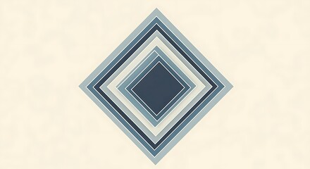 Geometric Diamond Shapes with Layers in Blue Tones on Cream Background