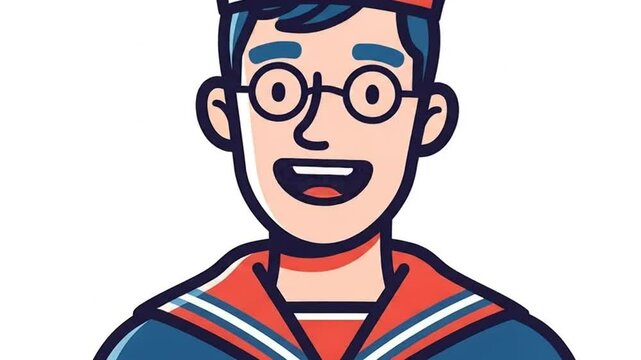 Animated Character Wearing Scout Uniform Smiling with Hands Clasped in Front in Bright Studio