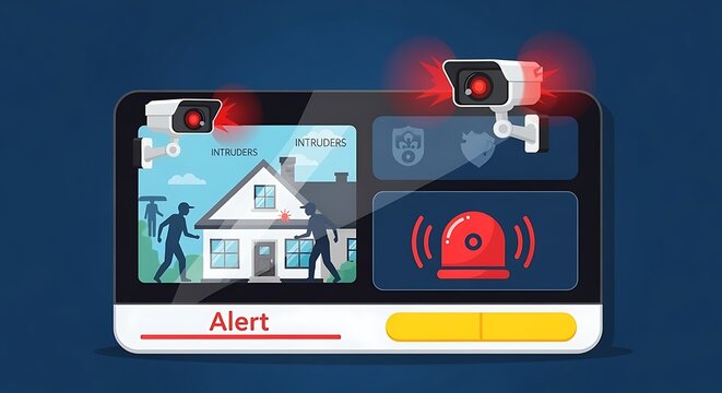 Home Security System Detecting Intruders with Security Camera Alert