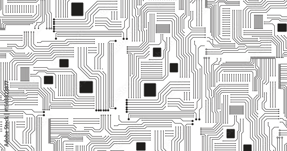 Poster Circuit technology background with hi-tech digital data connection system and computer electronic design. 