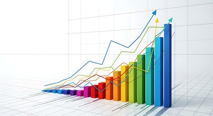 Colorful Bar Graph Showing Growth and Increase Over Time