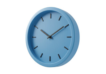 A simple blue clock isolated on transparent background