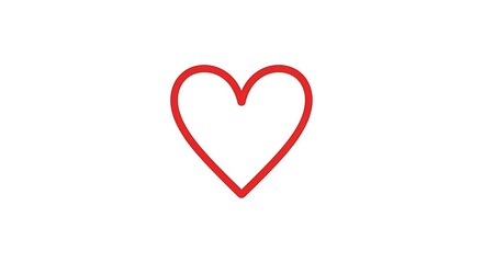 Red Heart Outline on White Background Icon