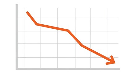 Declining Trend Graph with Arrow Showing Decrease