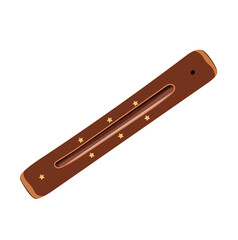 Wooden Incense Holder with Star Accent Illustration Isolated on White Background