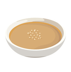 Tahini in White Bowl Illustration Isolated on White Background