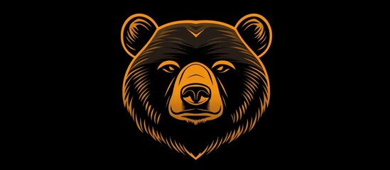 Stylized bear head illustration in orange outline on solid black backdrop