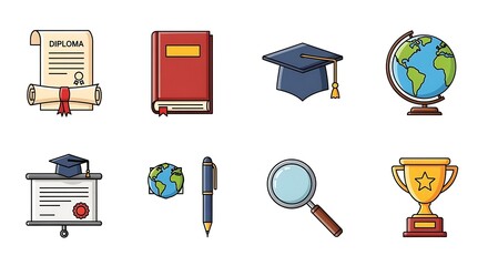Education and Learning Vector Icons Set Graduation and Study