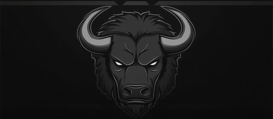 Monochromatic illustration showcasing the head of a buffalo with piercing gaze
