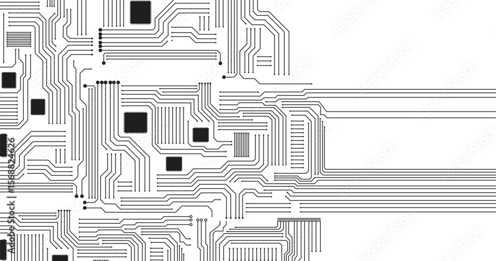 Poster High tech technology geometric and connection system background with digital data abstract. Technology circuit board background abstract pattern.