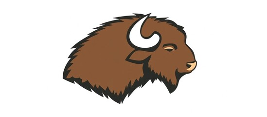 Iconic bison head illustration with clean lines, suitable for logo design