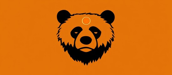 Abstract panda illustration with third eye against an orange background
