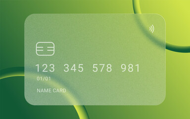 Green glass morphism design. Mockup for debit card, credit card, payment card in EPS 10 format. Vector illustrator