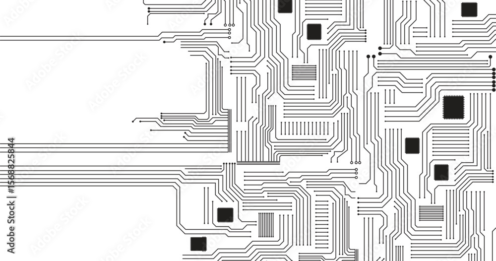 Poster High tech technology geometric and connection system background with digital data abstract. Technology circuit board background abstract pattern.