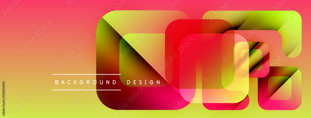 Poster abstract geometric shapes, vibrant colors, gradient background. modern design elements create dynami