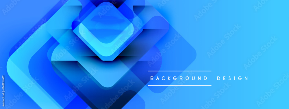 Poster Abstract blue shapes overlap creating dynamic visual effect. Gradient background adds depth, modern aesthetic. Text reads background design.