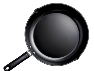 Fototapeta premium High-resolution PNG of a black non-stick frying pan, top view, transparent background, cooking tool illustration