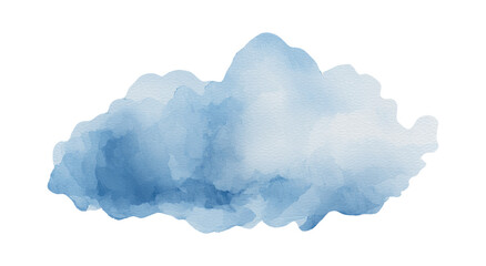 Light blue watercolor cloud illustration isolated on white background
