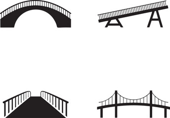 Set of Bridge silhouette vector illustration isolated On Transparent Background