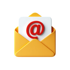 3D Render of an Open Envelope with an Email Symbol Digital Communication, Messaging, and Correspondence