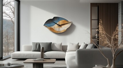 Abstract circular wall art in living room