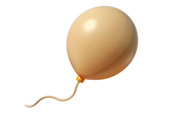 A single beige balloon with a string floating isolated on transparent background - Powered by Adobe