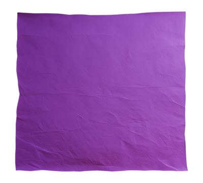 Bright blank purple crumpled paper isolated on transparent background