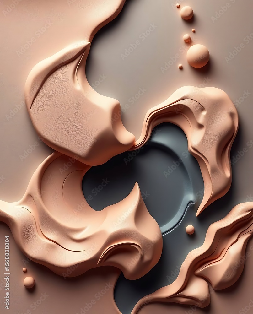 Aufkleber abstract rendered shapes in soft peach tones and grey backdrop design