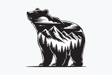 mountain landscape beer illustration Vector