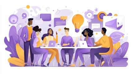 Team communication abstract concept vector illustration set. Meeting and brainstorm, online meetup, corporate presentation, creative ideas and solutions, teamwork, conference call abstract metaphor.,