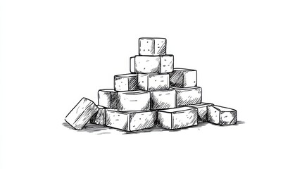 Building block hand drawn outline doodle icon. Construction, building, brick, game concept. Vector sketch illustration for print, web, mobile and infographics on white background., no logos, no brand