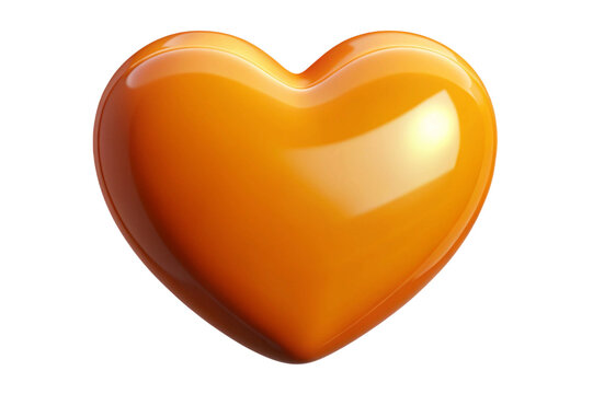 Naklejki Shiny orange heart shape with reflections isolated on transparent background