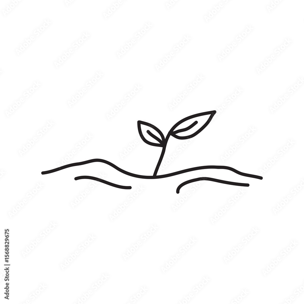 Poster seed grow icon, vector flat linear illustration for web and app..eps