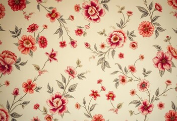 Faded floral wallpaper, muted colors, vintage aesthetic,  design,  detail
