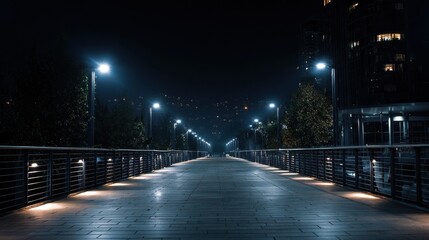 Fototapeta premium City walkway in the night, no logos, no brands