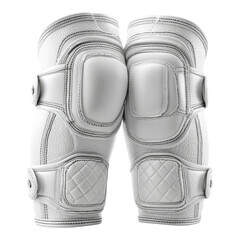 Stylish White Knee Pads with Protective Design on Transparent Background