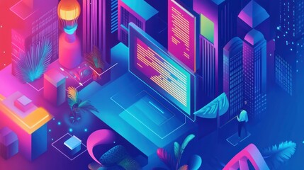 Colorful abstract digital display illustration