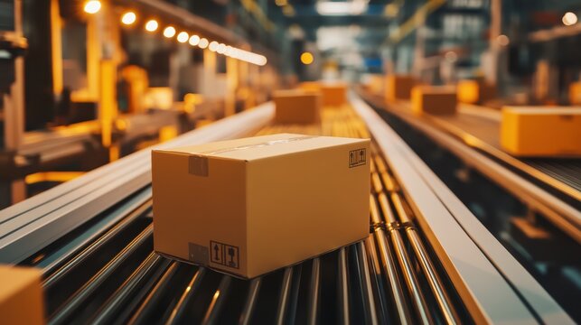 A dynamic shot of automated packaging machines working in sync on a production line.