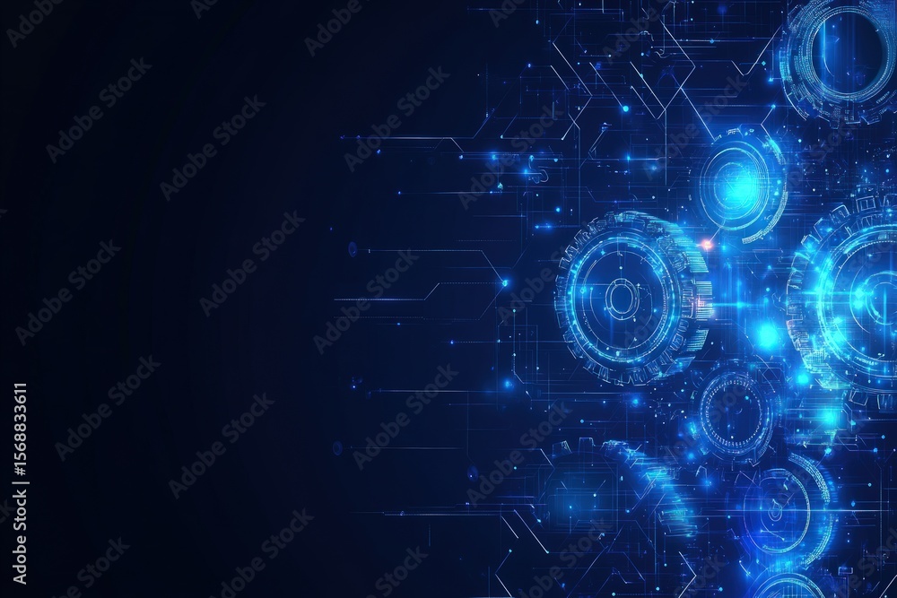 Poster abstract digital network graphic with glowing elements