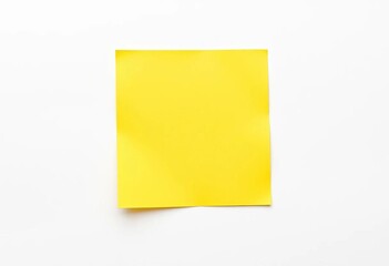 Fototapeta premium Single yellow sticky note isolated on white background, top view, isolated