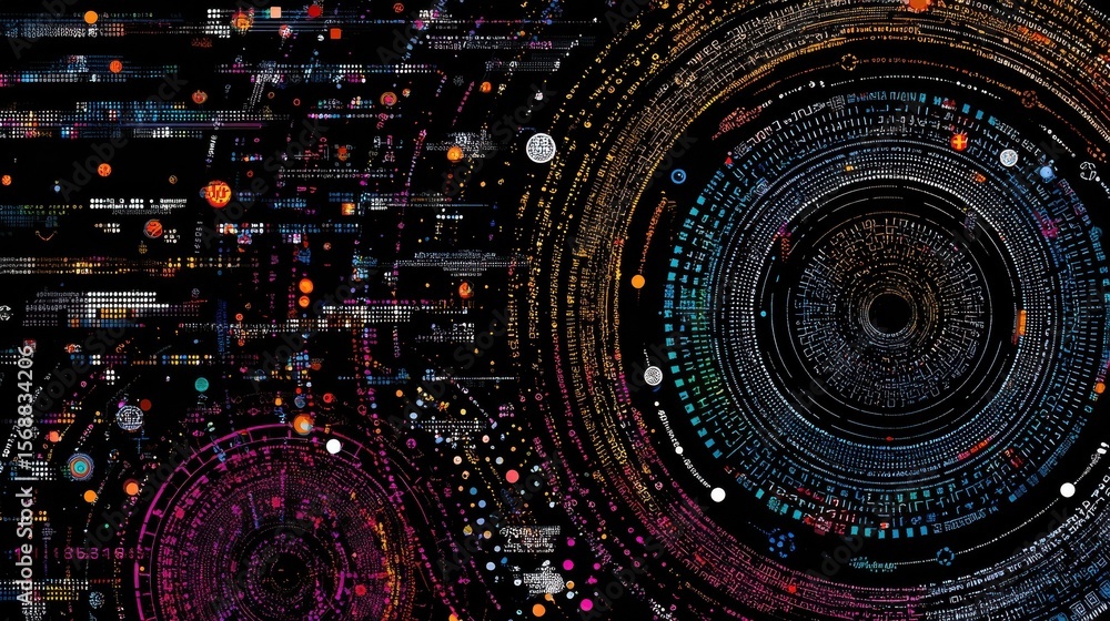 Poster abstract infographics visualization. big data code representation. futuristic network or business an